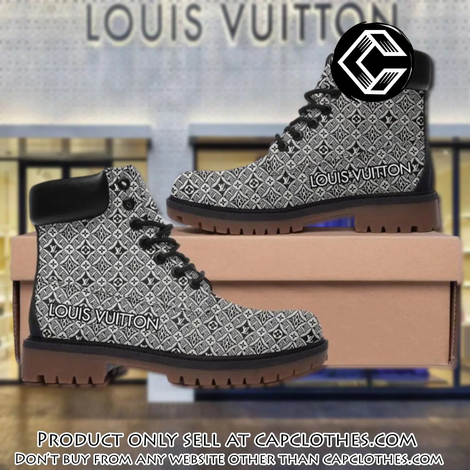 Louis vuitton pattern grey luxury brand boots premium gifts for men women cc4450885
